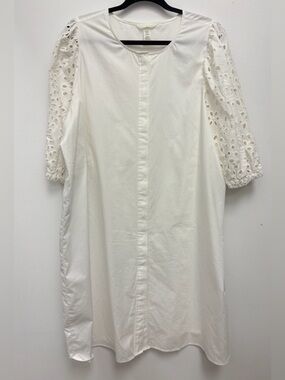 H&M White Eyelet Tunic Cotton Dress Size XXL